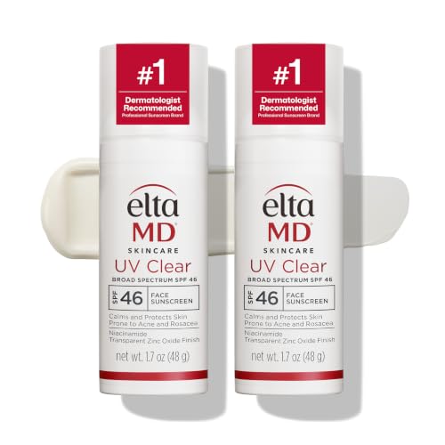EltaMD UV Clear Untinted Face Sunscreen with Zinc Oxide, SPF 46, 1.7oz 2PK