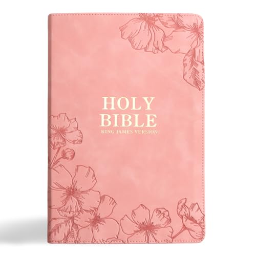 KJV Holy Bible, Giant Print with Cross-References, Soft Pink LeatherTouch with Floral Cover Design, Thumb Index, Ribbon Marker, Red Letter, Full-Color Maps, Easy-to-Read MCM Type, King James Version