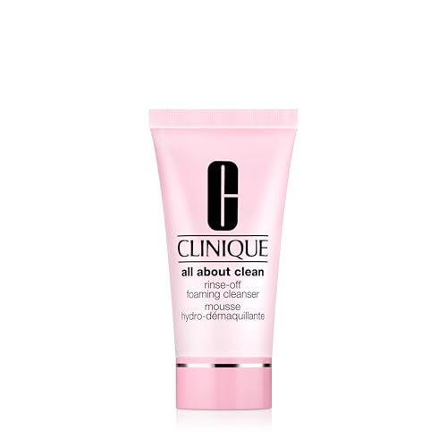 Clinique All About Clean Rinse-Off Foaming Face Wash With Hyaluronic Acid + Glycerin For Oily Skin Types | Dissolves Makeup + Sunscreen, Mini Travel Size, 1 Fl Oz