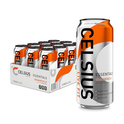 CELSIUS ESSENTIALS™ Sparkling Orangesicle, Sugar Free Performance Energy Drink, 16 Fl Oz (Pack of 12)