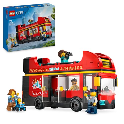 (-46%) LEGO City Red Double-Decker Sightseeing Bus Toy, Red Vehicle for 7 Plus Year Old Boys & Girls, Creative Set with 5 Minifigures Including a Baby and Buggy, Birthday Gift Idea 60407