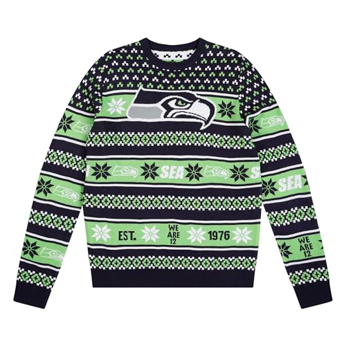 FOCO Seattle Seahawks NFL Big Logo Ugly Sweater - XX-Large