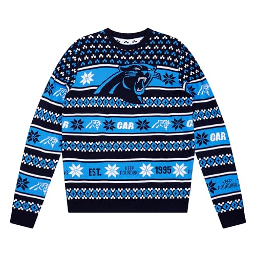 FOCO Carolina Panthers NFL Big Logo Ugly Sweater - Large