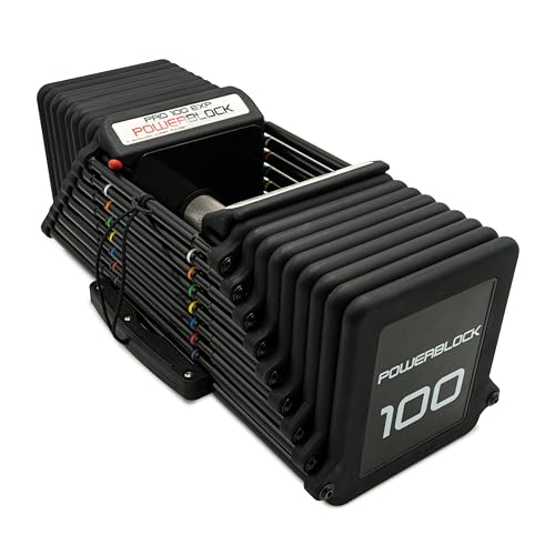 PowerBlock Pro 100 Adjustable Dumbbell, Sold As A Single Unit 5-100 lb Dumbbell – Durable Steel Build, Innovative Workout Equipment, Strength Training