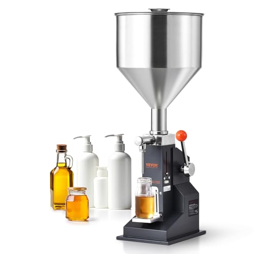VEVOR Manual Paste Liquid Filling Machine, 5-100ml Adjustable Bottle Filling Machine, Stainless Steel Liquid Filler with 11.5L Hopper for Milk Water Juice Shampoo Honey