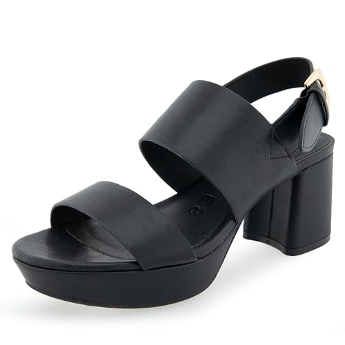 Aerosoles Women's CAMILIA Platform Heeled Sandal, Black PU, 7.5M
