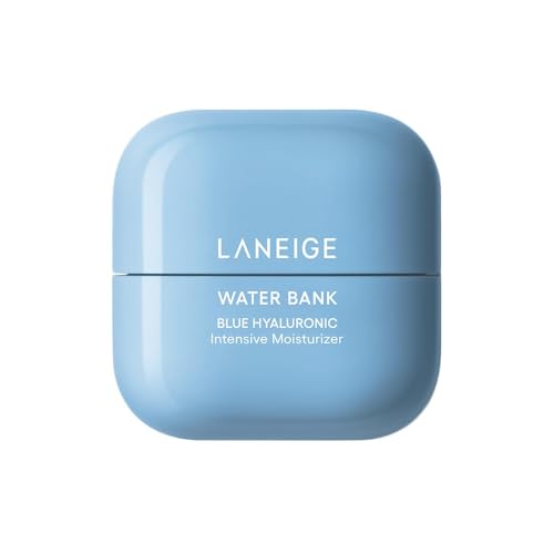 LANEIGE Water Bank Blue Hyaluronic Intensive Moisturizer Mini: Hydrating Face Cream for Very Dry Skin with Squalane & Peptide for Skin Barrier Support