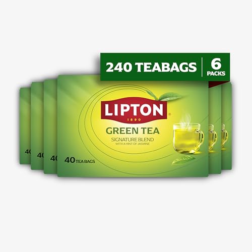 Lipton Signature Blend Green Tea Bags, Unsweetened Teabags for Hot Tea or Iced Tea with Caffeine and Flavonoids, 240 Total Tea Bags (40ct - Pack of 6)