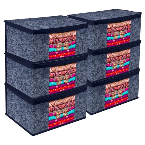 Kuber Industries Pack of 6 Non Woven Printed Saree Bags/Covers for Cloth Storage Set | Multipurpose Sarees Storage Bags for Suit, Lehanga, Dress | Sar