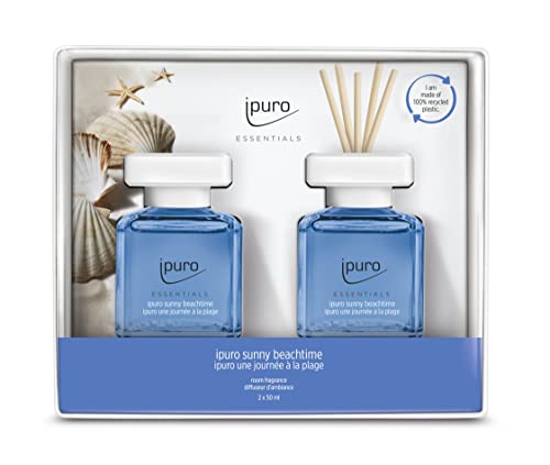(-17%) ipuro - Essentials Raumduft SUNNY BEACHTIME 2x50ml | Raumerfrischer mit Grapefruit, Zitrone & weißem Moschus Duft Aroma | Diffuser mit Stäbchen | Lufterfrischer für die Wohnung