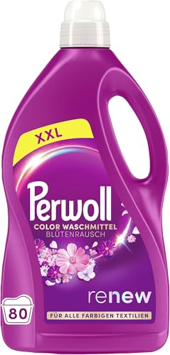 🔥 STARKER PREIS (-27%) Perwoll Blütenrausch Waschmittel (80 Waschladungen), Feinwaschmittel reinigt sanft und erneuert Farben und Fasern, für alle farbigen Textilien, Color Waschmittel mit Dreifach-Renew-Technologie