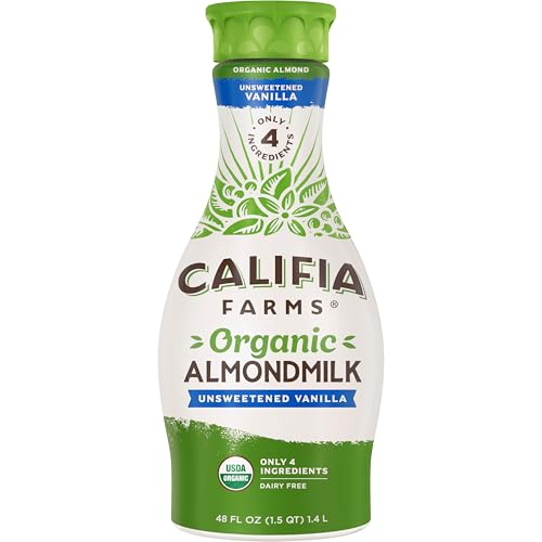 Califia Farms - Organic Vanilla Almond Milk, 48 Oz, Dairy Free, Vegan, Plant Based, Organic Milk, Non GMO, Low Calorie, USDA Organic