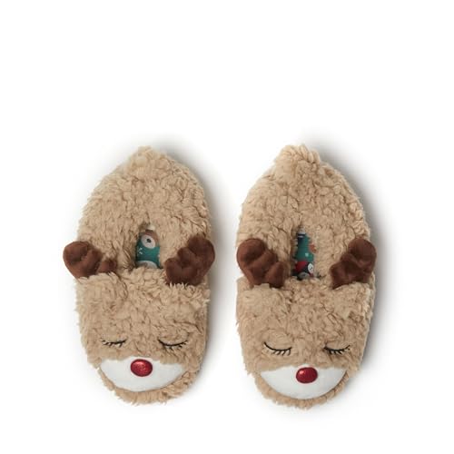 Dearfoams Toddlers Whimsical Animal Critter Washable Slipper, Kids Reindeer, 4-5 US Unisex Big