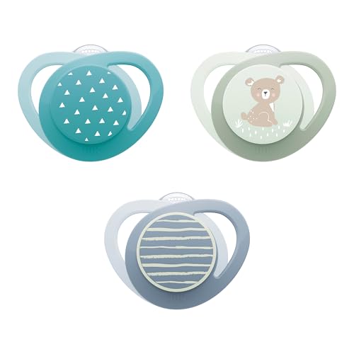 NUK Glow-in-the-Dark Orthodontic Pacifiers, 6-18 months, Bear & Weather, 3 Pack