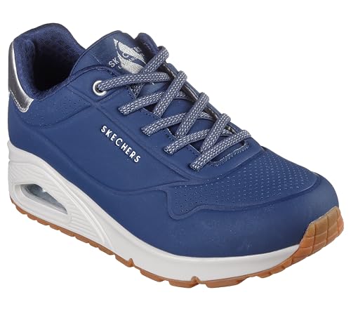 (-25%) Skechers Damen UNO Shimmer Away Sneaker, Navy Durabuck Rosegold Duraleather Mesh Tri, 39.5 EU