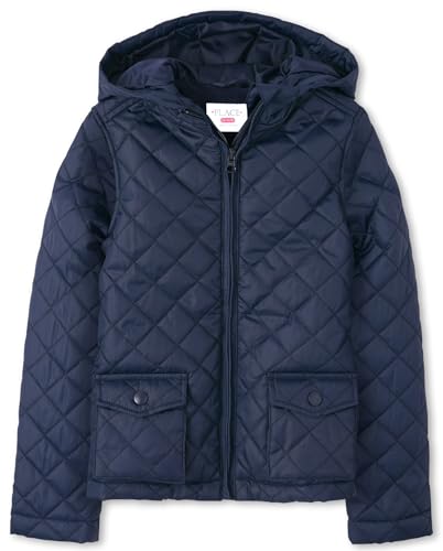 The Children's Place,Girls,Zip Up Quilted Hooded Jacket,Tidal,Small
