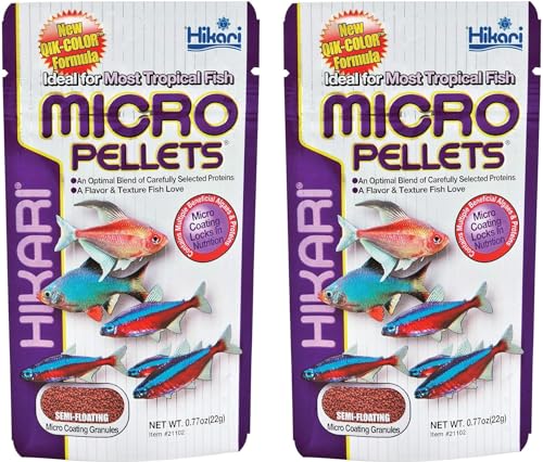 Hikari Tropical Semi-Floating Micro Pellets Fish Food, 0.77 Oz (22g) | Pack of 2