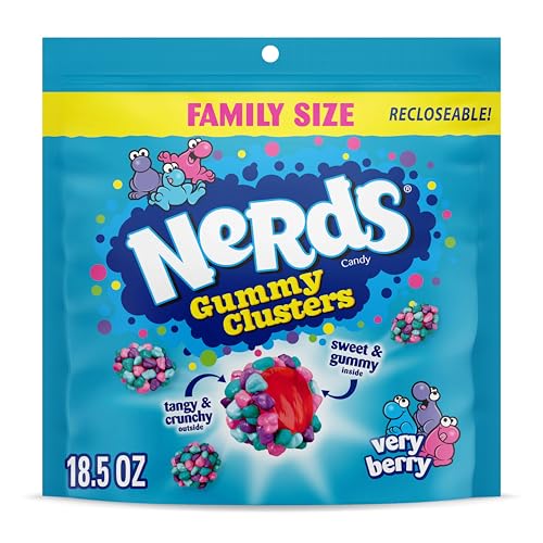 NERDS Gummy Clusters, Candy, Very Berry, Crunchy and Gummy, 18.5 oz