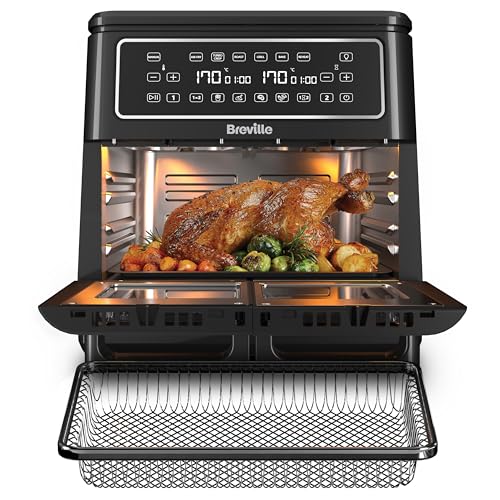 Breville Halo Flexi Air Fryer & Large Mesh Tray Digital Dual Air Fryer Oven 11L: Serves 10+ Fry, Bake, Grill, Roast & Reheat 2400 W Save £65 a Year on Energy Bills* Black [VDF138]
