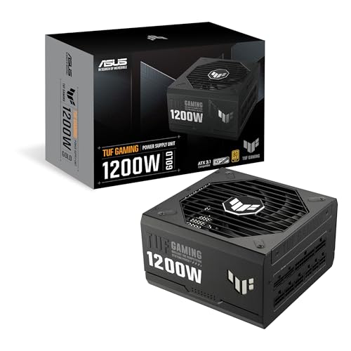 ASUS TUF Gaming 1200W Gold (1200 Watt, ATX 3.0 Compatible Fully Modular Power Supply, 80+ Gold Certified, Military-Grade Components, Dual Ball Bearing, Axial-tech Fan, PCB Coating, 10 Year Warranty)