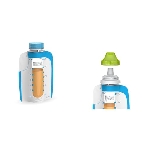 Kiinde Foodii Baby Food and Formula Storage, Disposable Squeeze Pouches for Homemade Purees & Foodii Reusable Snack Spout Attachments for Homemade Puree Squeeze Pouches