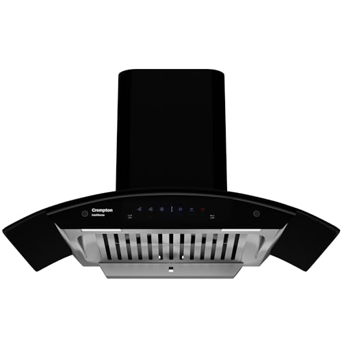 Crompton Intelli Sense 90cm 1439m3/hr Curved Chimney| Baffle Filter Intelligent Autoclean for kitchen| Smart On| Built In Oil Collector| Touch+ Motion