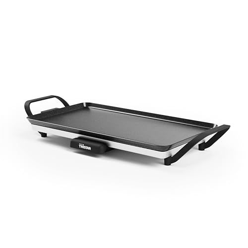 (-21%) Tristar Tischgrill Slim M – Großzügige Backfläche von 46 x 26 cm – Antihaftbeschichtung – Abnehmbare Cool-Touch Griffe – Einstellbarer Thermostat – Leicht zu reinigen – BP-2667