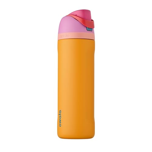 Owala FreeSip Insulated Stainless Steel Water Bottle with Straw for Sports, Travel, and School BPA-Free Sports Water Bottle, 24 oz, Tropical