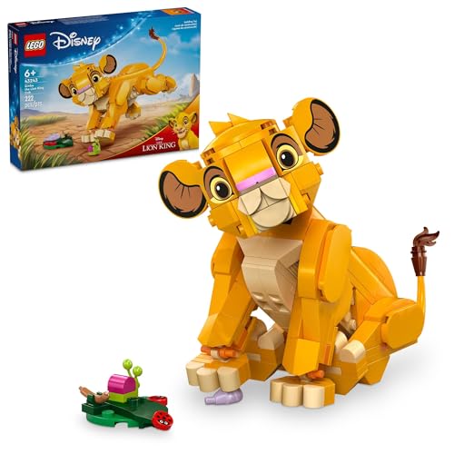 LEGO Disney Simba The Lion King Cub Building Toy - Collectible Play & Display Set - 6 Year Old Girl & Boy Birthday Gift - Detailed Model of Disney Simba - 43243