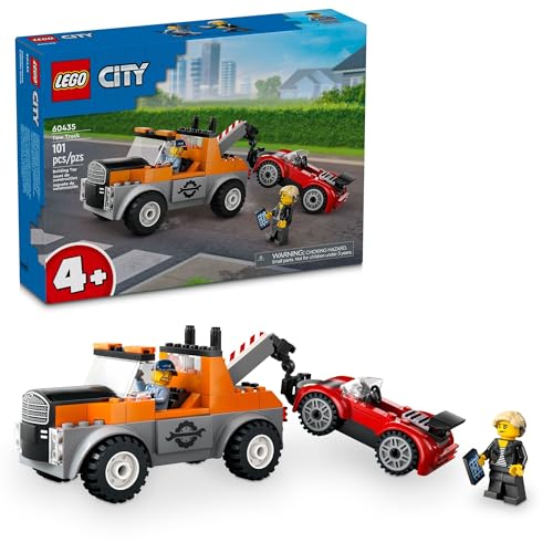 LEGO City Tow Truck and Sports Car Repair Building Toy - Pretend Play Toys for Preschool Kids, Boys & Girls, Ages 4+ - Gift for Birthdays - 60435