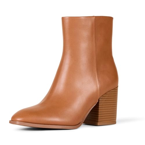 Amazon Essentials Women's Clean Heel Ankle Boot, Tan, 9