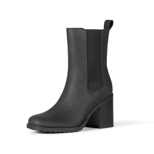 Amazon Essentials Women's Mid Calf Heeled Chelsea Boot, Black, 7