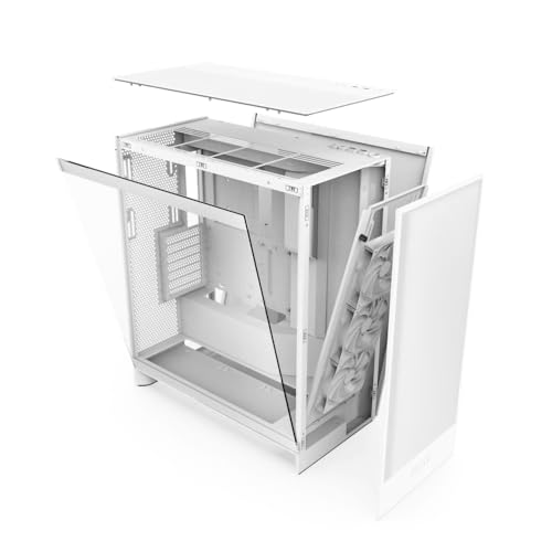 NZXT H7 Flow 2024 - Mid-Tower ATX Airflow Case - Includes Pre-Installed 3 x 120mm Fans - Supports Bottom Fans for Dedicated GPU Cooling - Cable Management - White