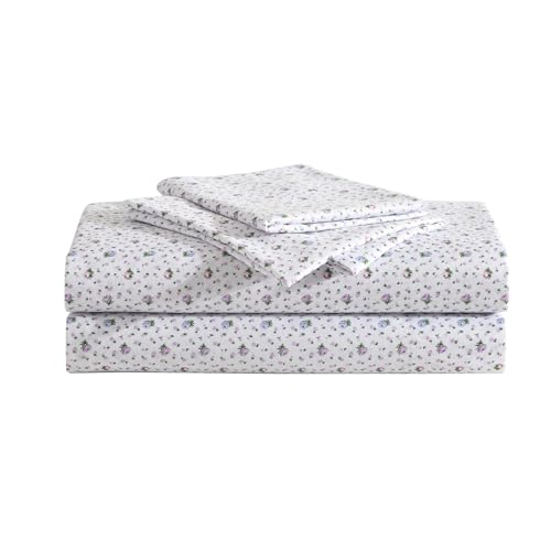 Betsey Johnson Pretty Floral Ditsy Microfiber Purple 4 Piece Sheet Set-Queen