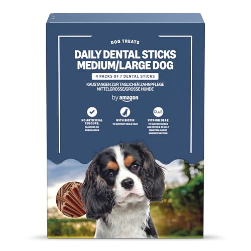 🔥 SELTEN SO GÜNSTIG (-32%) by Amazon - Kaustangen zur Täglichen Zahnpflege - Mittelgroße/Große Hunde, 4x270g (1.08kg)