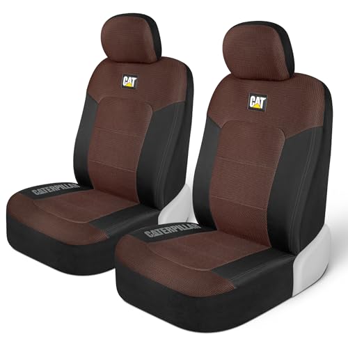 CAT® MeshFlex Automotive Seat Covers for Cars Trucks and SUVs (Set of 2) – Black/Brown Car Seat Covers for Front Seats, Truck Seat Protectors with Comfortable Mesh Back, Auto Interior Covers