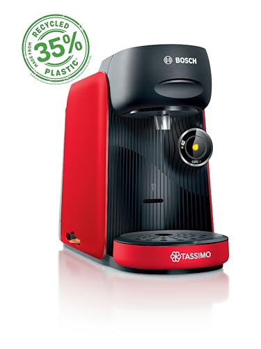 (-67%) Bosch Tassimo finesse friendly Kapselmaschine TAS163E, 70 Getränke, intensiverer Kaffee auf Kopfdruck, Abschaltautomatik, perfekt dosiert, 1400 W, rot/schwarz