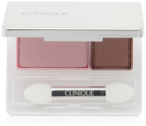 Clinique All About Shadow Duo Eye Shadow Makeup | Safe For Sensitive Eyes | Buildable + Long-Wearing Color | Smooth, Easy Application, Strawberry Fudge, 0.05 Ounce