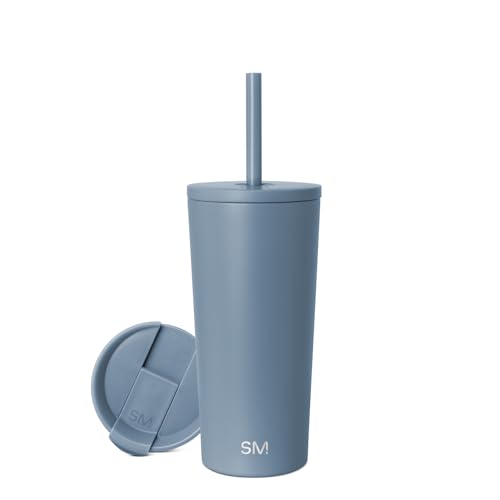 Simple Modern Classic Tumbler with Straw Lid | Insulated Iced Coffee Cup Reusable Stainless Steel Water Bottle Travel Mug | Gifts for Women Men Her Him | 20oz | Blue Dune