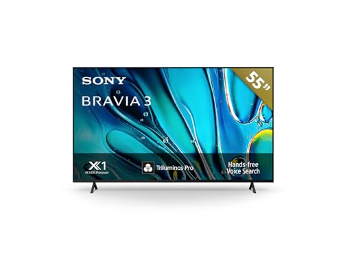 Sony 55-Inch 4K Ultra HD BRAVIA 3 LED Smart TV with Google TV, LED Flat Screen, Dolby Vision HDR, Google TV, Exclusive PS5 Features, (K-55S30)