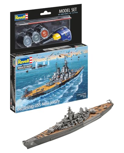 🔥 SELTEN SO GÜNSTIG (-50%) Revell Modellbau I Model Set Schlachtschiff USS New Jersey I Maßstab 1:1200 I 45 Teile I Ab 12 Jahren I Historisches Modell I Authentische Nachbildung