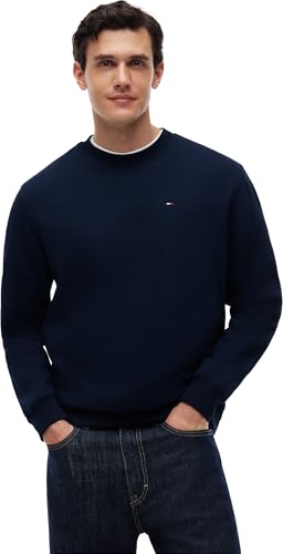 (-37%) Tommy Jeans Herren TJM Reg Flag Crew Dm0dm20741 Pullover-Sweatshirt, Blue (Dark Night Navy), XL EU