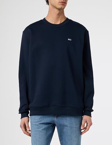 (-37%) Tommy Jeans Herren TJM Reg Flag Fleece Crew Dm0dm20741c1g004 Pullover-Sweatshirt, Blue (Dark Night Navy), L EU