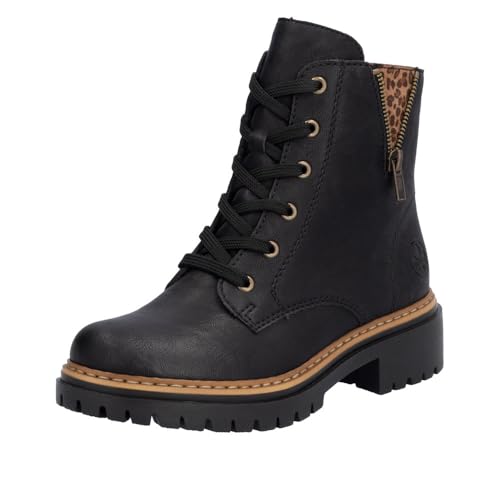 (-36%) Rieker Damen Schnürstiefeletten 72617, Frauen Stiefeletten,halbstiefel,kurzstiefel,uebergangsschuhe,uebergangsstiefel,schwarz (00),41 EU / 7.5 UK