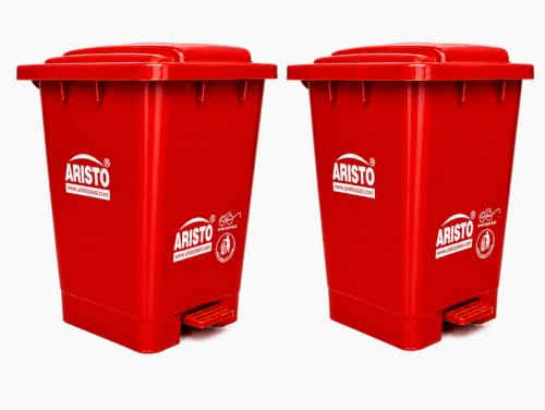 ARISTO Plastic Pedal Garbage Waste Dustbin 45 LTR RED/RED (COMBO)