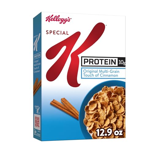 Kellogg's Special K Protein Breakfast Cereal, Protein Cereal, Family Breakfast, Original Multi-Grain Touch of Cinnamon, 12.9oz Box (1 Box)