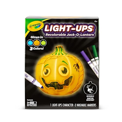 Crayola Light-Ups - Jack-O-Lantern, Reusable Light Up Pumpkin Toy, Halloween Craft, Cute Glow in The Dark Decor & Night Light, Halloween Toy, Ages 4, 5, 6