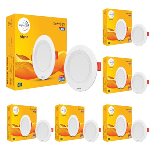 6W Alpha Downlight for Junction Box | Red |3 inch Cutout, 22mm Height| Surge Protection Upto 350 VA | High Voltage Protection Upto 4KV | Pack of 6