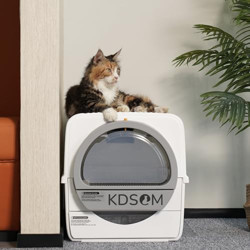 Self Cleaning Litter Box, Semi-Automatic Litter Box Scoop Free Cat Litter Trays with 4...