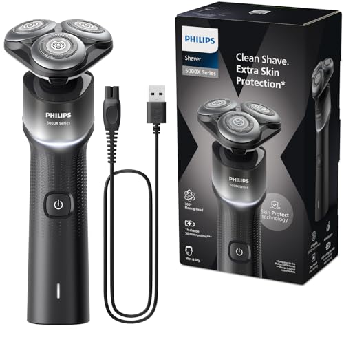 🔥 STARKER PREIS (-51%) Philips Shaver Series 5000X - elektrischer Rasierer für Herren, Nass- und Trockenrasur, Skin Protect Technologie, flexibler 360-Grad-Scherkopf, Aufladen in 1 Std./5 Min Schnellladung (Modell X5004/00)